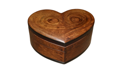 Wooden heart shaped box for a romantic gift isolated on white background