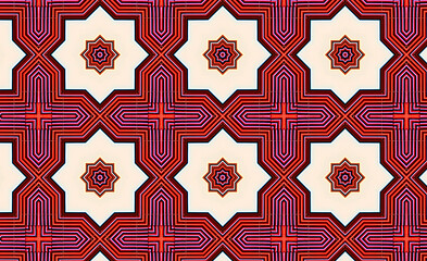 Geometric Pattern with Interlocking Eight-Pointed Stars