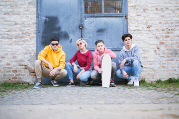 Group of young adults spending time outdoors