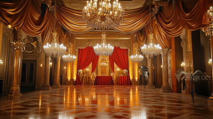 Grand Masquerade Celebration in Venice's Baroque Hall