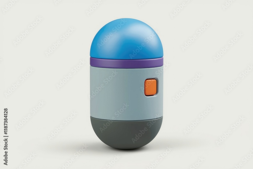 Fototapete A colorful, capsule-shaped object with a rounded top and segmented design.