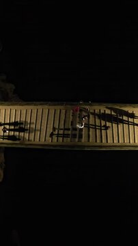 Night Mostar Bridge Overhead View
