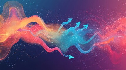 Artistic visualization of customer feedback showcasing symbolic arrows dynamic forms communication and improvement