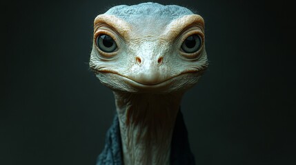 Naklejka premium A cartoonish looking ostrich with a big, goofy grin on its face