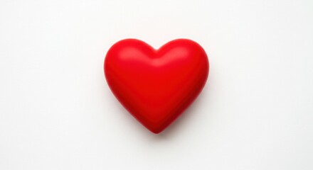 Shiny red 3D heart shape isolated on a clean white background