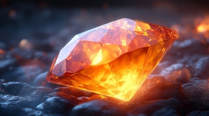 A diamond is lit up by a fire, creating a warm and inviting atmosphere