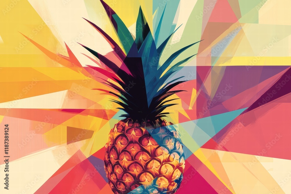 Leinwandbilder geometric pineapple design features bold colors and shapes, creating an eye catching visual with a c