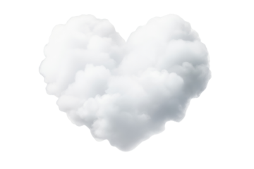 Heart-shaped cloud formation floating against a bright white background represents love and softness