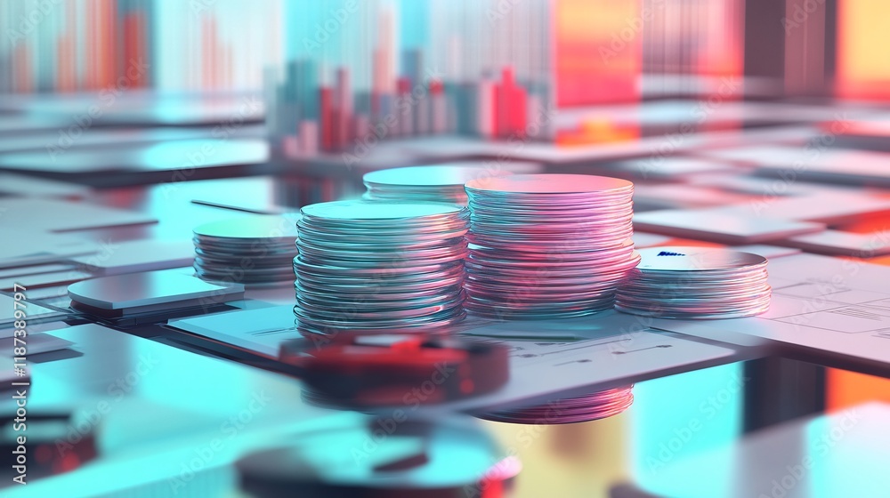 Poster Artistic representation of cost accounting emphasizing abstract layer symbolizing cost allocation process optimization