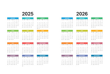 Calendar for 2025-2026 Week starts on Sunday