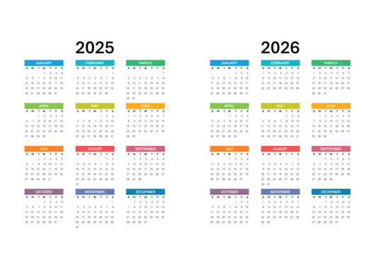 Calendar for 2025-2026 Week starts on Sunday
