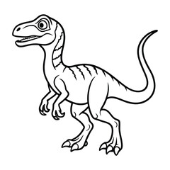 Elegant Velociraptor Line Art