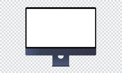 Midnight Modern desktop computer monitor with blank display, device screen mockup, blank screen with shadow on white background - vector