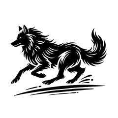 Obraz premium art and illustration, logo, icon, run wolf vector black and white