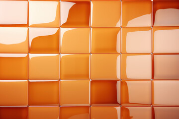 Vibrant orange tile wall with glossy finish showcasing unique geometric patterns