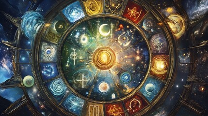 Depiction of mutable signs visualizing adaptability cosmic evolution in their symbolic forms