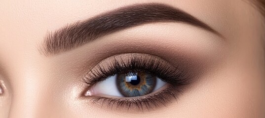Obraz premium Close.Up.Of.Beautiful.Female.Eye.With.Brown.Smokey.Eyeshadow.Makeup..Eyelash.Extensions