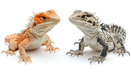 Naklejka premium Bearded dragon interaction reptile habitat animal photography bright environment close-up unique species characteristics