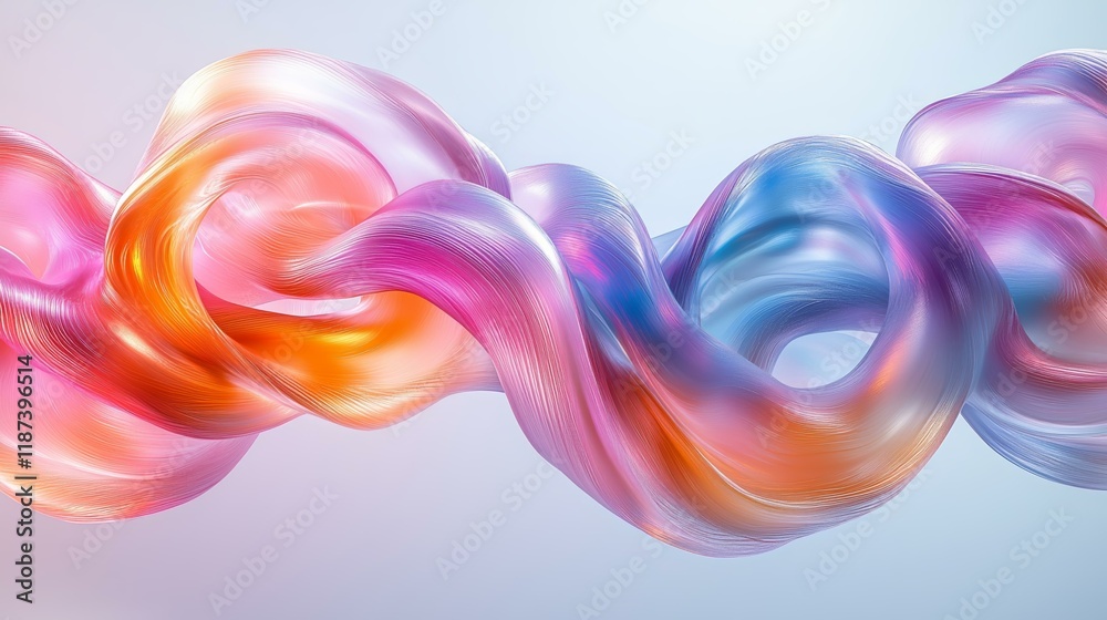 Wall mural colorful abstract fluid wave with light reflections on smooth background
