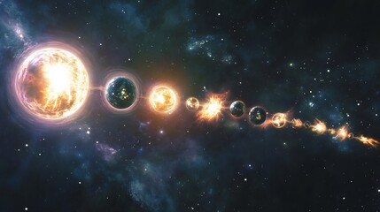 Obraz premium Symbolic illustration of cosmic evolution highlighting spiritual alignment divine timing