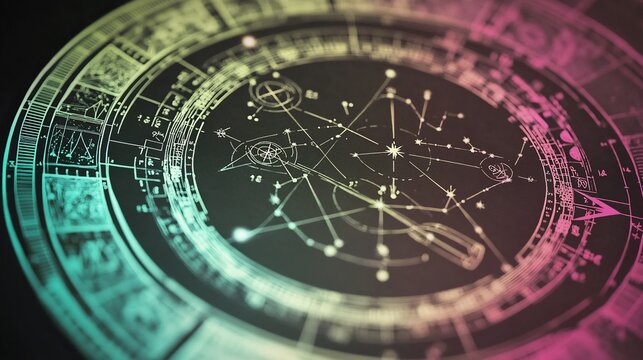 Symbolic representation of natal charts showcasing astrological houses planetary alignments