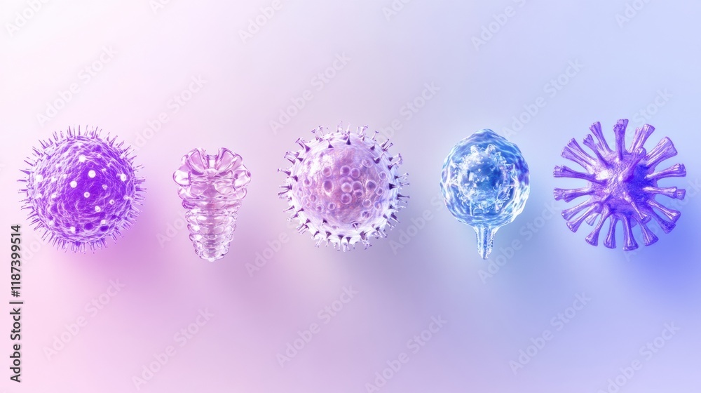 Poster understanding the progression of virus forms from simple structures to complex entities showcasing d