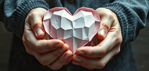 The heart shape in human hands. Valentine's day themed design. 