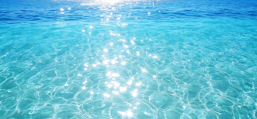 Obraz premium Sunny ocean water texture; bright, blue, surface; summer background