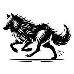 Obraz premium art and illustration, logo, icon, run wolf vector black and white