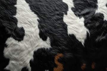 Cow Skin Texture. Close-Up of Cow Skin. Cowhide Texture. Pattern of Cow Skin. Detailed Cow Skin Texture. Black and White Cowhide. Natural Cow Skin Surface.	