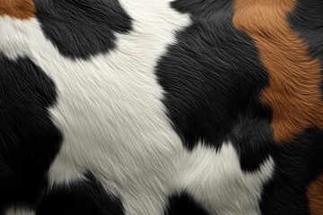 Cow Skin Texture. Close-Up of Cow Skin. Cowhide Texture. Pattern of Cow Skin. Detailed Cow Skin Texture. Black and White Cowhide. Natural Cow Skin Surface.	