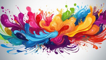 Fototapeta premium Vibrant Colorful Paint Splash Illustration on White Background A Stunning Clipart Collection Highlighting Artistic Expression and Creative Energy.