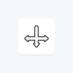 Divergence Down Arrow line icon , vector, pixel perfect, illustrator file