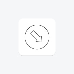 Down Right Arrow thinline icon , vector, pixel perfect, illustrator file