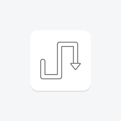 Zig Zag Route thinline icon , vector, pixel perfect, illustrator file