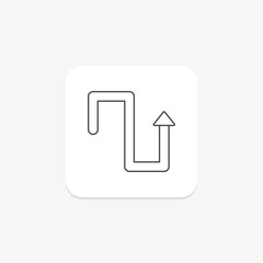 Zig Zag Route thinline icon , vector, pixel perfect, illustrator file