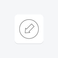 Down Left Arrow thinline icon , vector, pixel perfect, illustrator file