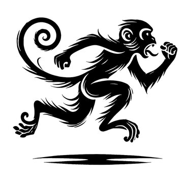art and illustration, logo, icon, run monkey vector black and white