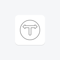 T Junction thinline icon , vector, pixel perfect, illustrator file