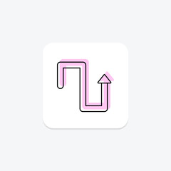 Zig Zag Route color shadow thinline icon , vector, pixel perfect, illustrator file