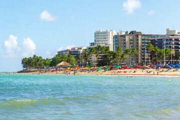 tropical beach in northeastern Brazil in the state of Alagoas, city of Maceio, Ponta Verde beach