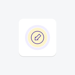 Down Left Arrow color circle icon , vector, pixel perfect, illustrator file