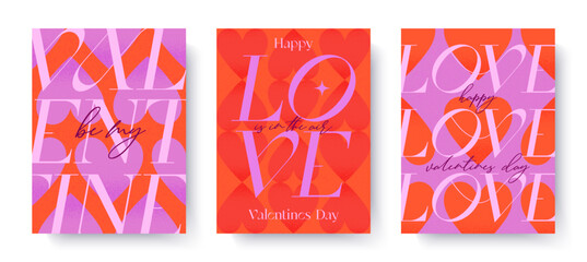 Valentines Day romantic illustrations.Modern typography banner templates.Romantic greeting posters with hearts pattern backgrounds.Trendy vector concepts for prints,invitations,ad,covers,promo offers. © Xenia Artwork 