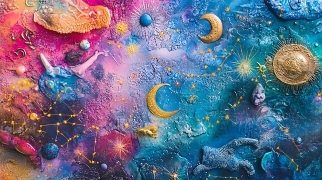 Vibrant representation of astrological prediction featuring mystical themes zodiac signs