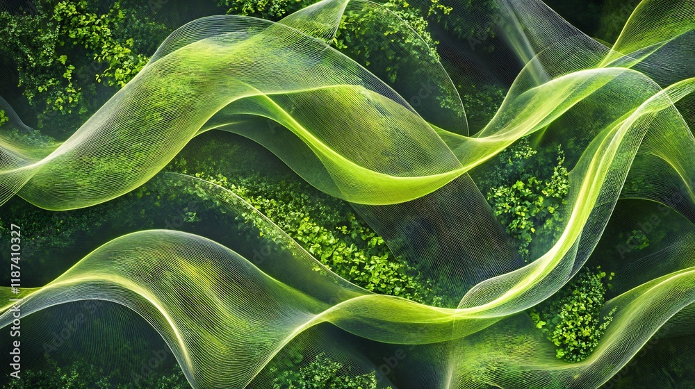 Poster abstract representation of environmental sustainability flowing pattern of greenery energy loop