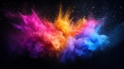 Obraz premium Colorful explosion of powder paint in artistic display studio setting abstract art vibrant environment dynamic viewpoint