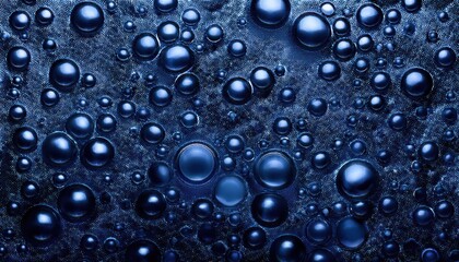 Striking Dark Blue Metallic Bubbles Texture Background, Showcasing an Ethereal and Mystical Scene with a Touch of Industrial Aesthetics.