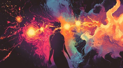 Symbolic illustration of cardinal signs showcasing their dynamic cosmic vibrations initiating energy