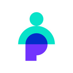 Letter P people overlapping color logo