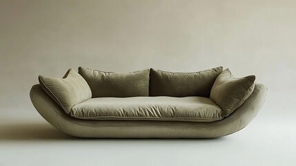 Sofa with a minimalist design, featuring a floating structure and soft upholstery 